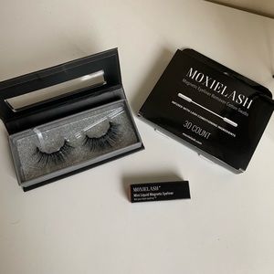 Moxie Lashes, liner, and cotton swab removers.